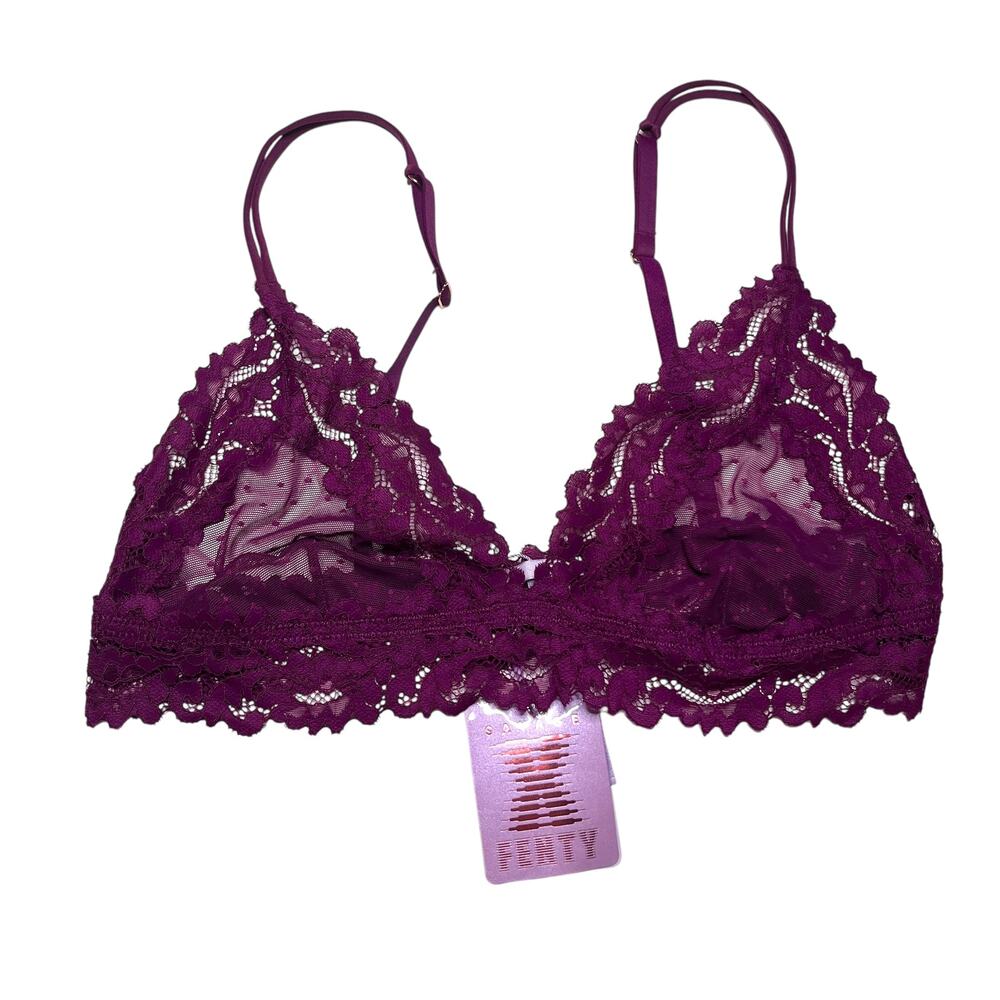 Savage X Fenty Dotted Mesh Bralette Dark Purple Size Large
